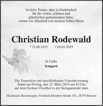 Traueranzeige von Christian Rodewald