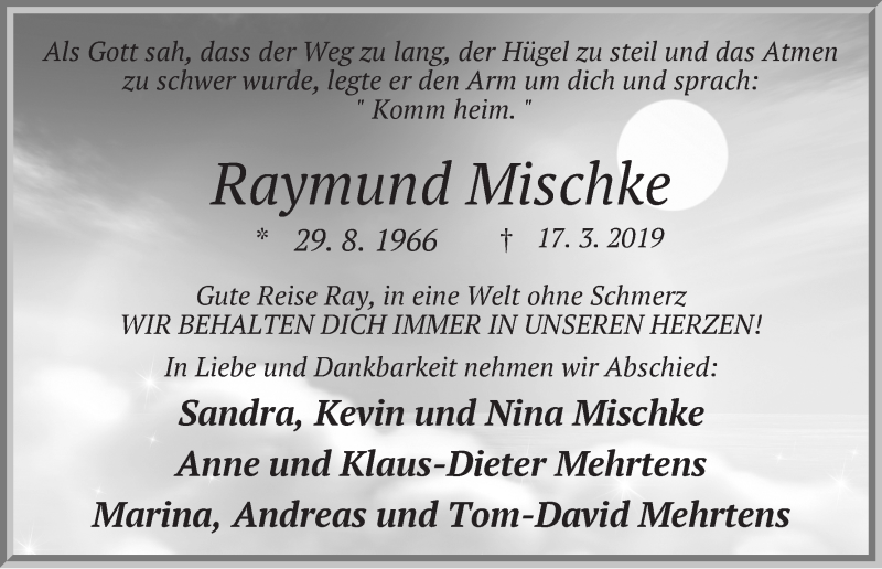  Traueranzeige für Raymund Mischke vom 23.03.2019 aus Die Norddeutsche