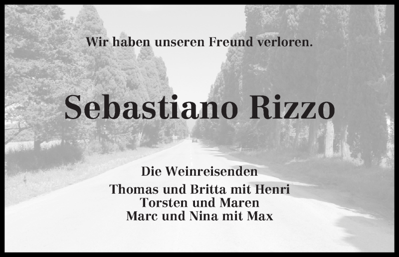  Traueranzeige für Sebastiano Rizzo vom 09.03.2019 aus WESER-KURIER