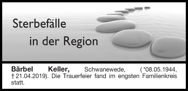 Traueranzeige von Sterbefälle in der Region Ausgabe 25.05.2019 von Osterholzer Kreisblatt