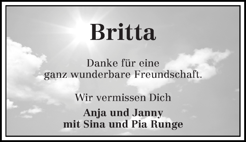  Traueranzeige für Britta Ketelsen vom 22.06.2019 aus WESER-KURIER