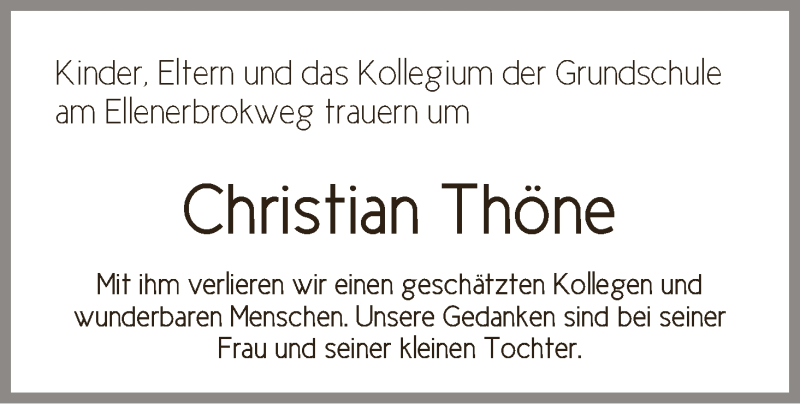  Traueranzeige für Christian Thöne vom 01.06.2019 aus WESER-KURIER
