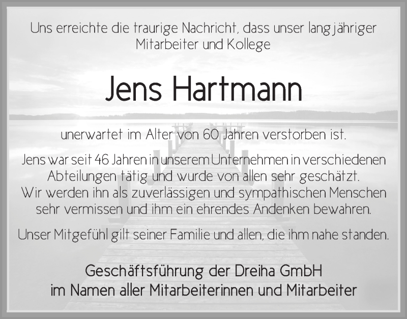  Traueranzeige für Jens Hartmann vom 22.06.2019 aus Osterholzer Kreisblatt