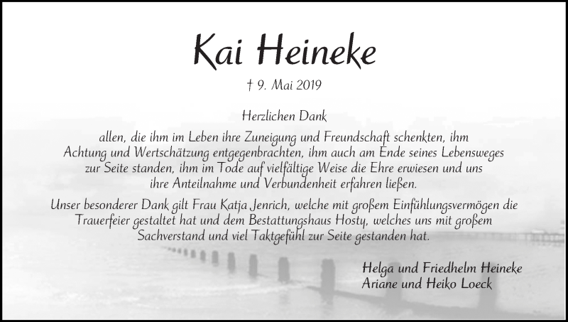  Traueranzeige für Kai Heineke vom 22.06.2019 aus Die Norddeutsche