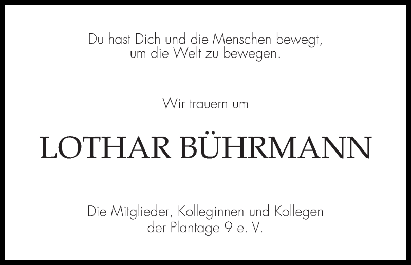  Traueranzeige für Lothar Bührmann vom 17.08.2019 aus WESER-KURIER