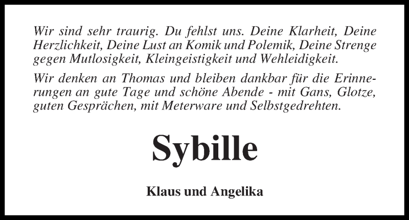 Traueranzeige von Sybille  von WESER-KURIER