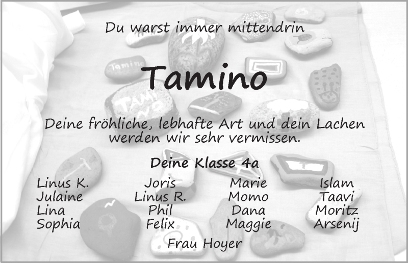  Traueranzeige für Tamino Holling vom 15.01.2020 aus Osterholzer Kreisblatt