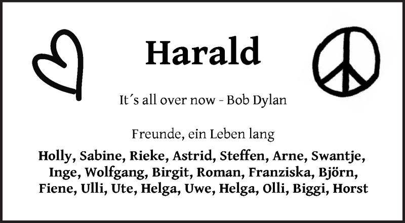  Traueranzeige für Harald Buch vom 14.11.2020 aus WESER-KURIER