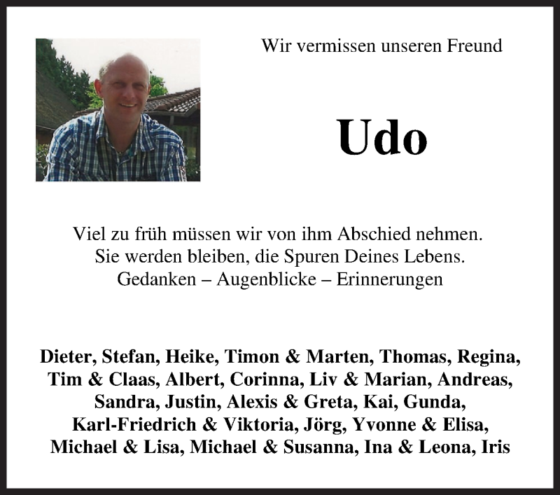  Traueranzeige für Udo Jacobs vom 24.11.2020 aus Osterholzer Kreisblatt