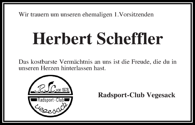  Traueranzeige für Herbert Scheffler vom 20.02.2020 aus Die Norddeutsche