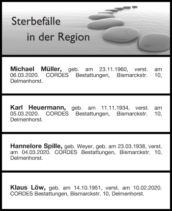 Traueranzeigen Von Sterbefälle In Der Region Ausgabe 10.03.2020 ...