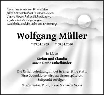 Traueranzeige von Wolfgang Müller