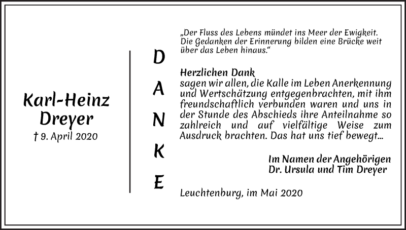 Traueranzeige von Karl-Heinz (Kalle) Dreyer von Die Norddeutsche