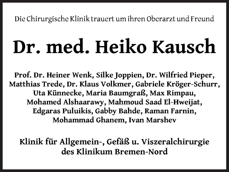 Traueranzeige für Heiko Kausch-Blecken von Schmeling vom 27.06.2020 aus Die Norddeutsche