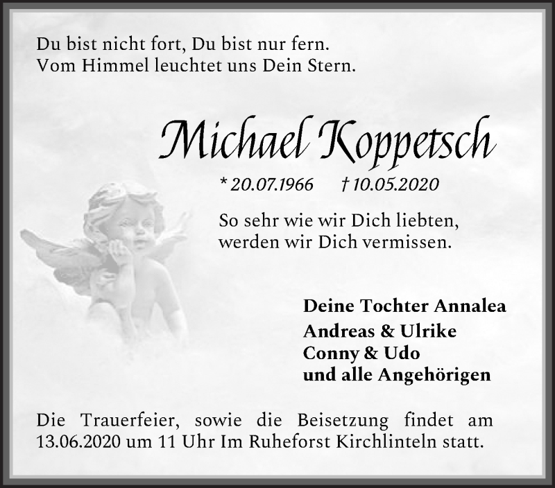  Traueranzeige für Michael Koppetsch vom 06.06.2020 aus WESER-KURIER