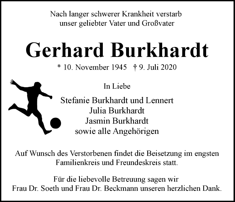 Traueranzeige von Gerhard Burkhardt von WESER-KURIER