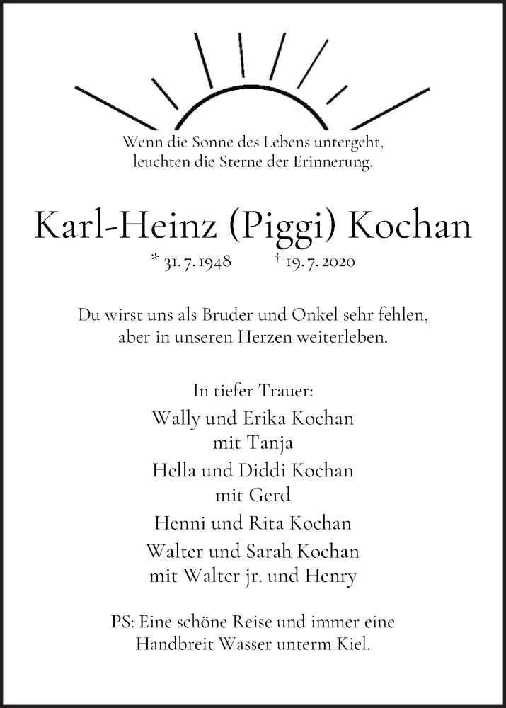 Traueranzeige von Karl-Heinz Kochan von WESER-KURIER