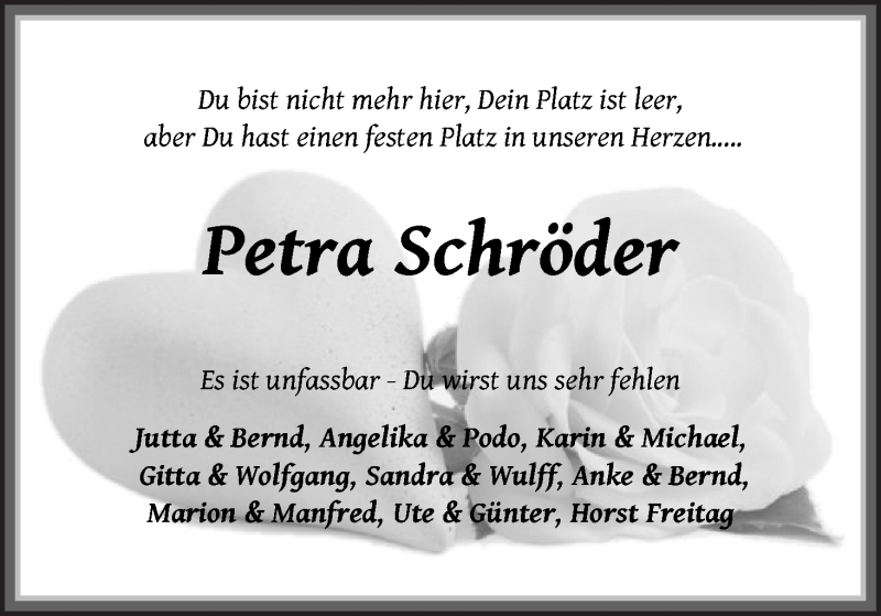  Traueranzeige für Petra Schröder vom 11.07.2020 aus WESER-KURIER