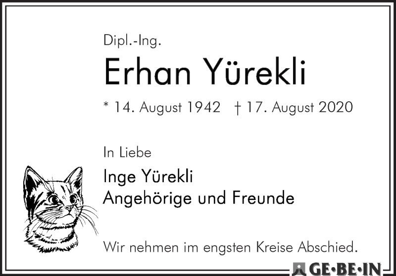 Traueranzeige von Erhan Yürekli von WESER-KURIER