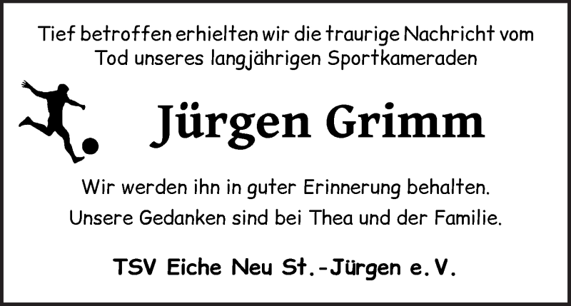 Traueranzeige für Jürgen Grimm vom 18.08.2020 aus Wuemme Zeitung