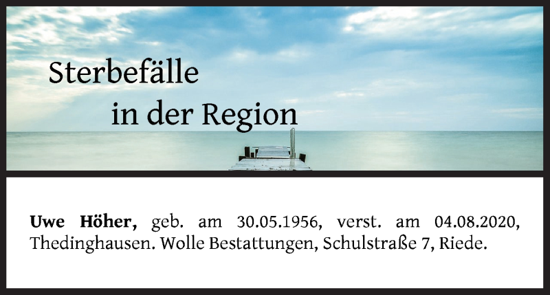 Traueranzeigen Von Sterbefälle In Der Region Ausgabe 08.08.2020 ...