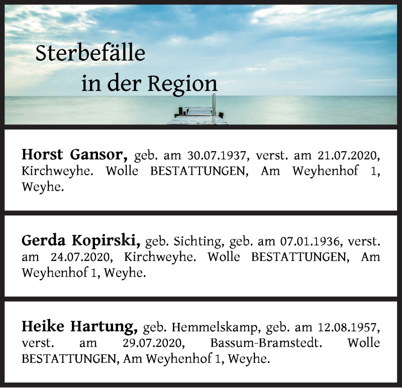 Traueranzeigen Von Sterbefälle In Der Region Ausgabe 08.08.2020 ...