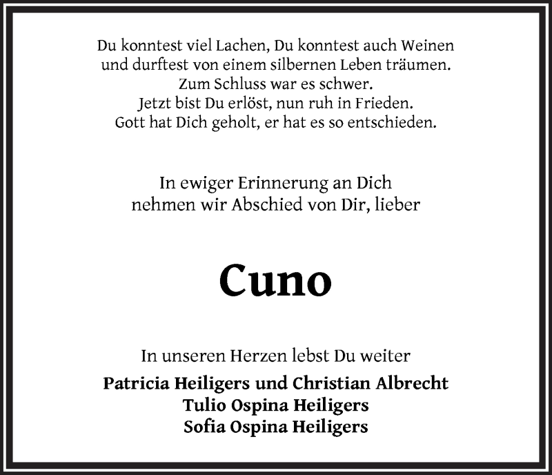 Traueranzeige von Cuno Edzard von WESER-KURIER