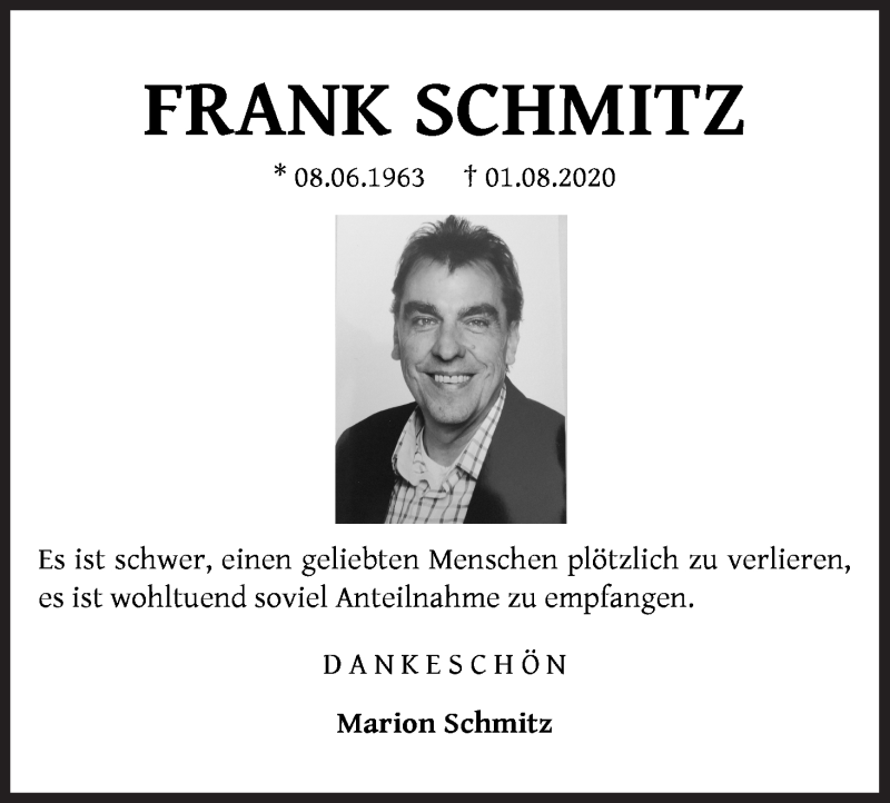  Traueranzeige für Frank Schmitz vom 12.09.2020 aus WESER-KURIER
