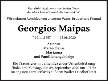 Traueranzeige von Georgios Maipas