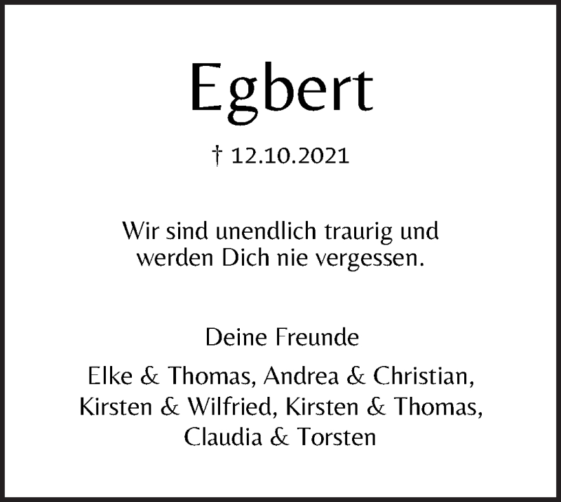  Traueranzeige für Egbert Tholen vom 23.10.2021 aus WESER-KURIER
