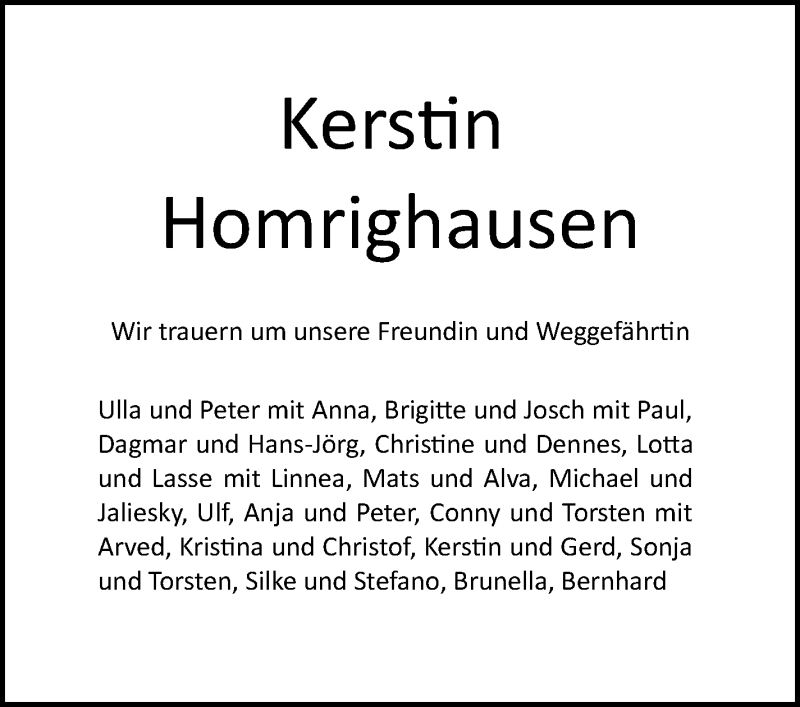  Traueranzeige für Kerstin Homrighausen vom 02.10.2021 aus WESER-KURIER
