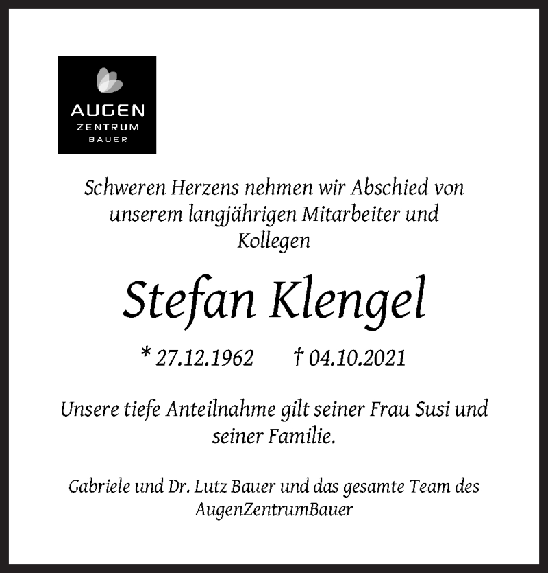  Traueranzeige für Stefan Klengel vom 09.10.2021 aus WESER-KURIER