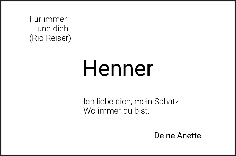  Traueranzeige für Henner Günther vom 06.11.2021 aus Die Norddeutsche