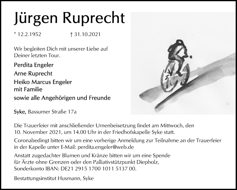 Traueranzeige von Jürgen Ruprecht von WESER-KURIER