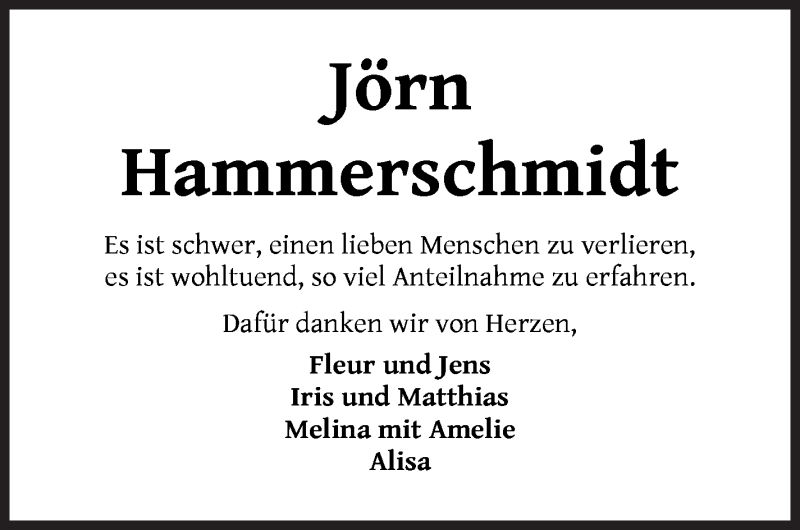  Traueranzeige für Jörn Hammerschmidt vom 11.12.2021 aus WESER-KURIER