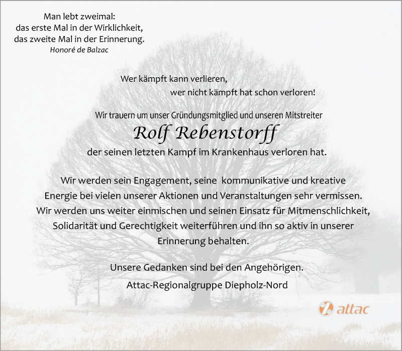  Traueranzeige für Rolf Rebenstorff vom 04.12.2021 aus Regionale Rundschau/Syker Kurier