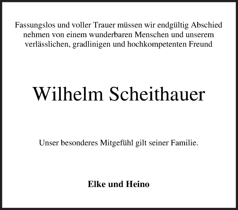  Traueranzeige für Wilhelm Scheithauer vom 08.12.2021 aus Osterholzer Kreisblatt