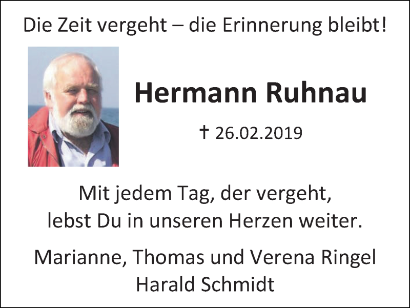  Traueranzeige für Hermann Ruhnau vom 26.02.2021 aus Die Norddeutsche