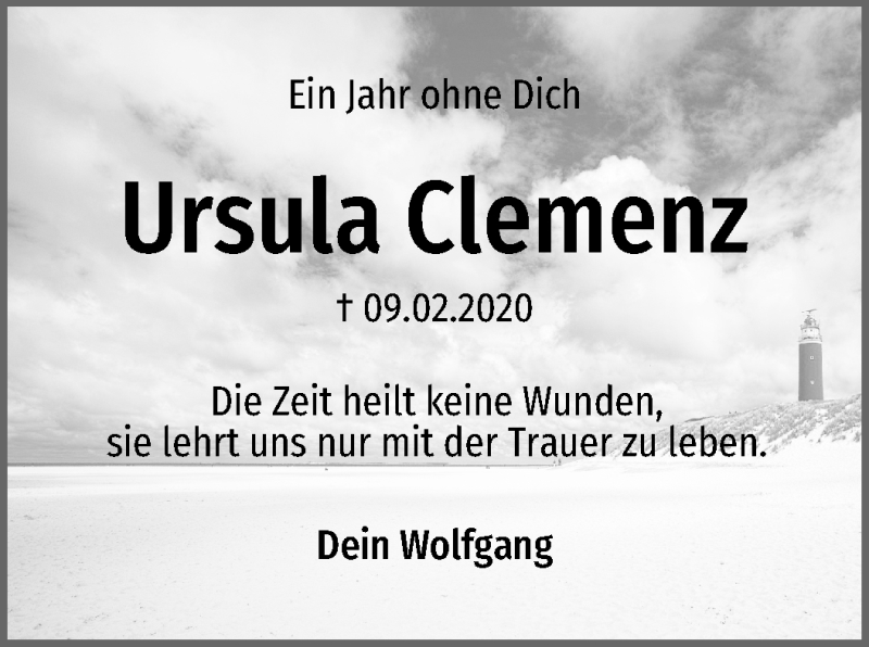 Traueranzeige für Ursula Clemenz vom 09.02.2021 aus WESER-KURIER