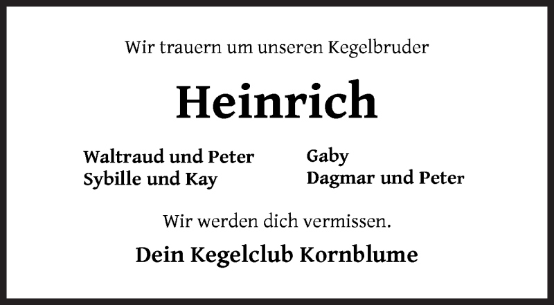 Traueranzeige von Heinrich Gießler von Osterholzer Kreisblatt