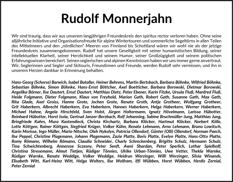  Traueranzeige für Rudolf Monnerjahn vom 13.03.2021 aus WESER-KURIER