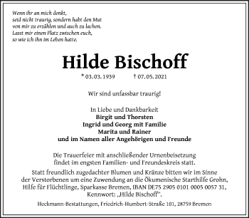 Traueranzeige von Hilde Bischoff