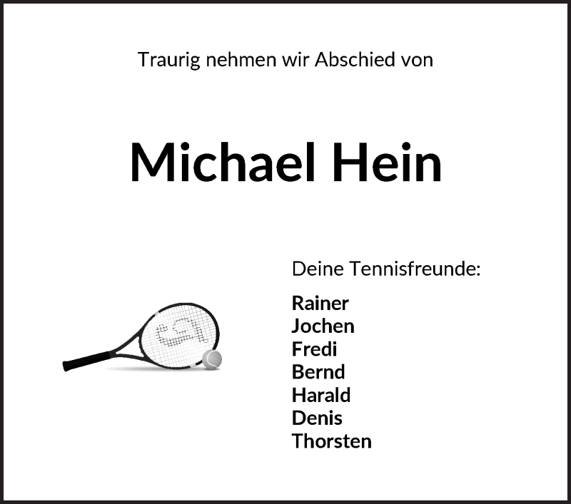  Traueranzeige für Michael Hein vom 09.06.2021 aus Die Norddeutsche