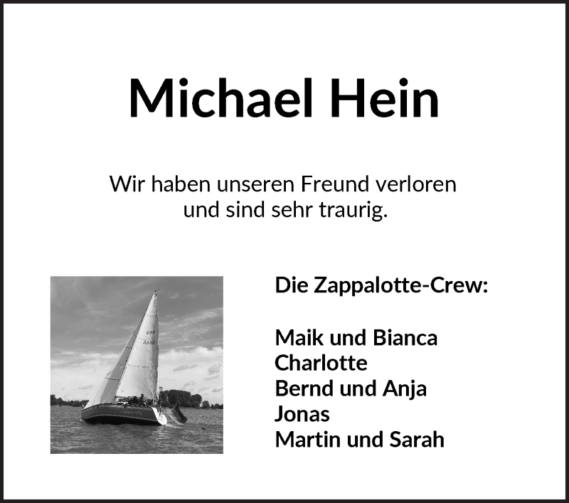  Traueranzeige für Michael Hein vom 09.06.2021 aus Die Norddeutsche
