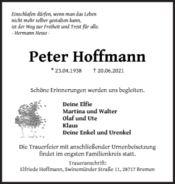 Traueranzeige von Peter Hoffmann