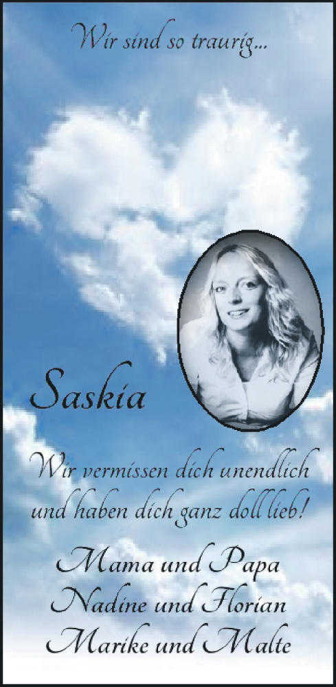  Traueranzeige für Saskia Coors vom 11.06.2021 aus WESER-KURIER