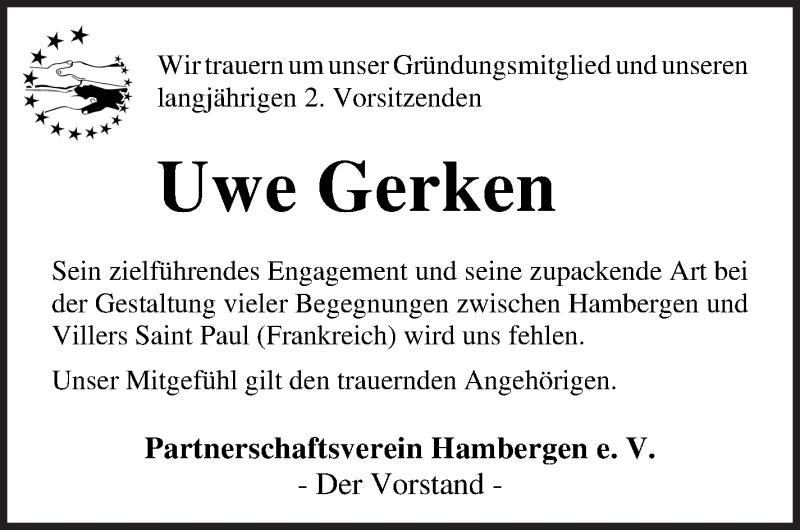  Traueranzeige für Uwe Gerken vom 22.06.2021 aus Osterholzer Kreisblatt
