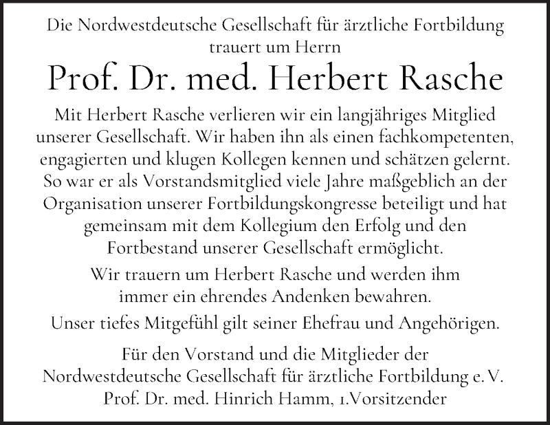  Traueranzeige für Herbert Rasche vom 28.07.2021 aus WESER-KURIER