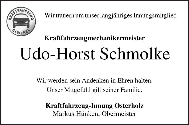  Traueranzeige für Udo-Horst Schmolke vom 24.07.2021 aus Osterholzer Kreisblatt