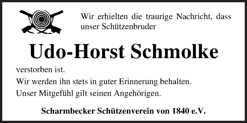  Traueranzeige für Udo-Horst Schmolke vom 23.07.2021 aus Osterholzer Kreisblatt